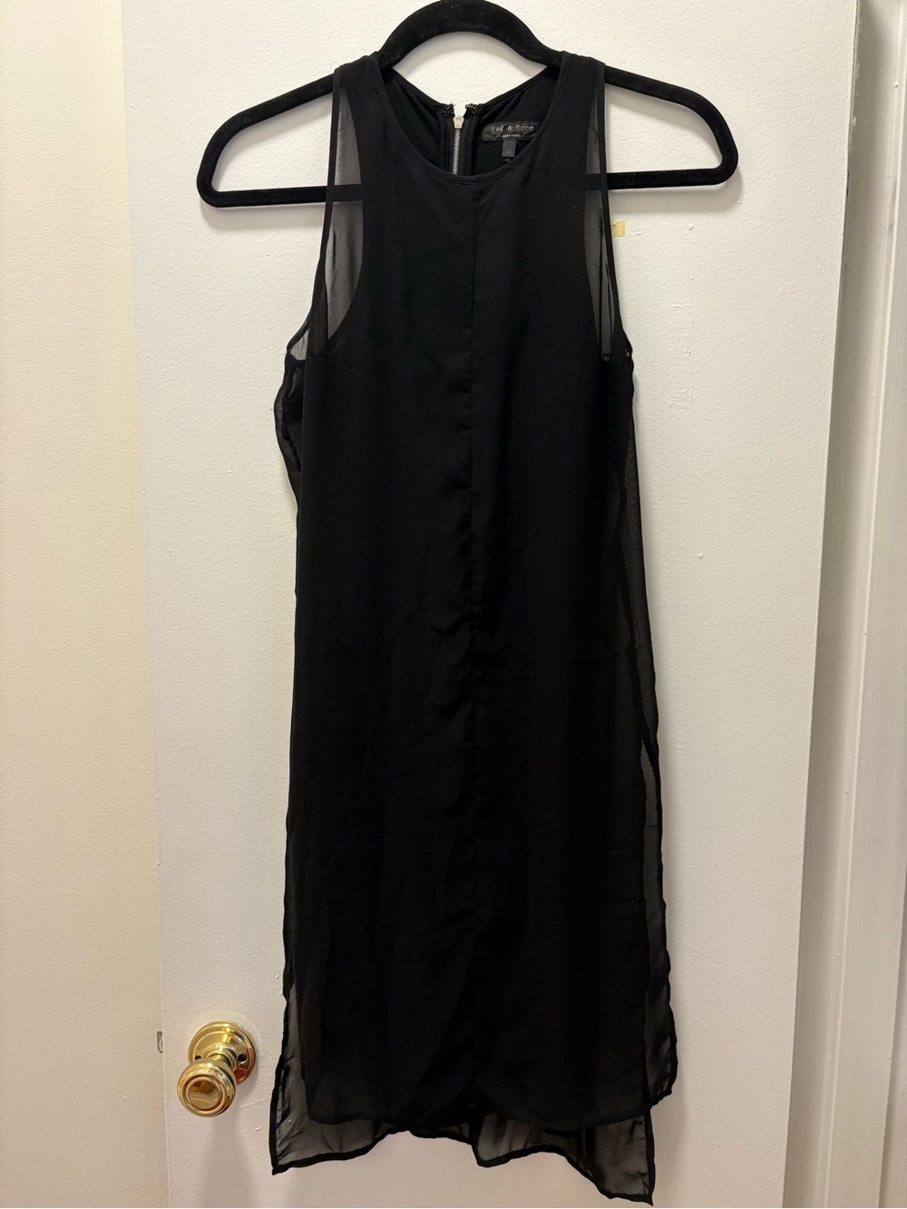 rag & bone Black Sheer-Trim Sleeveless Midi Dress